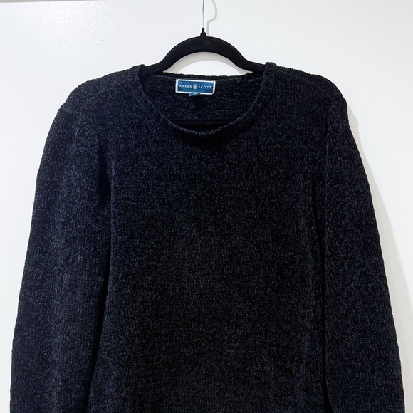 Karen Scott Black Chenille Sweater - Picture 1 of 4